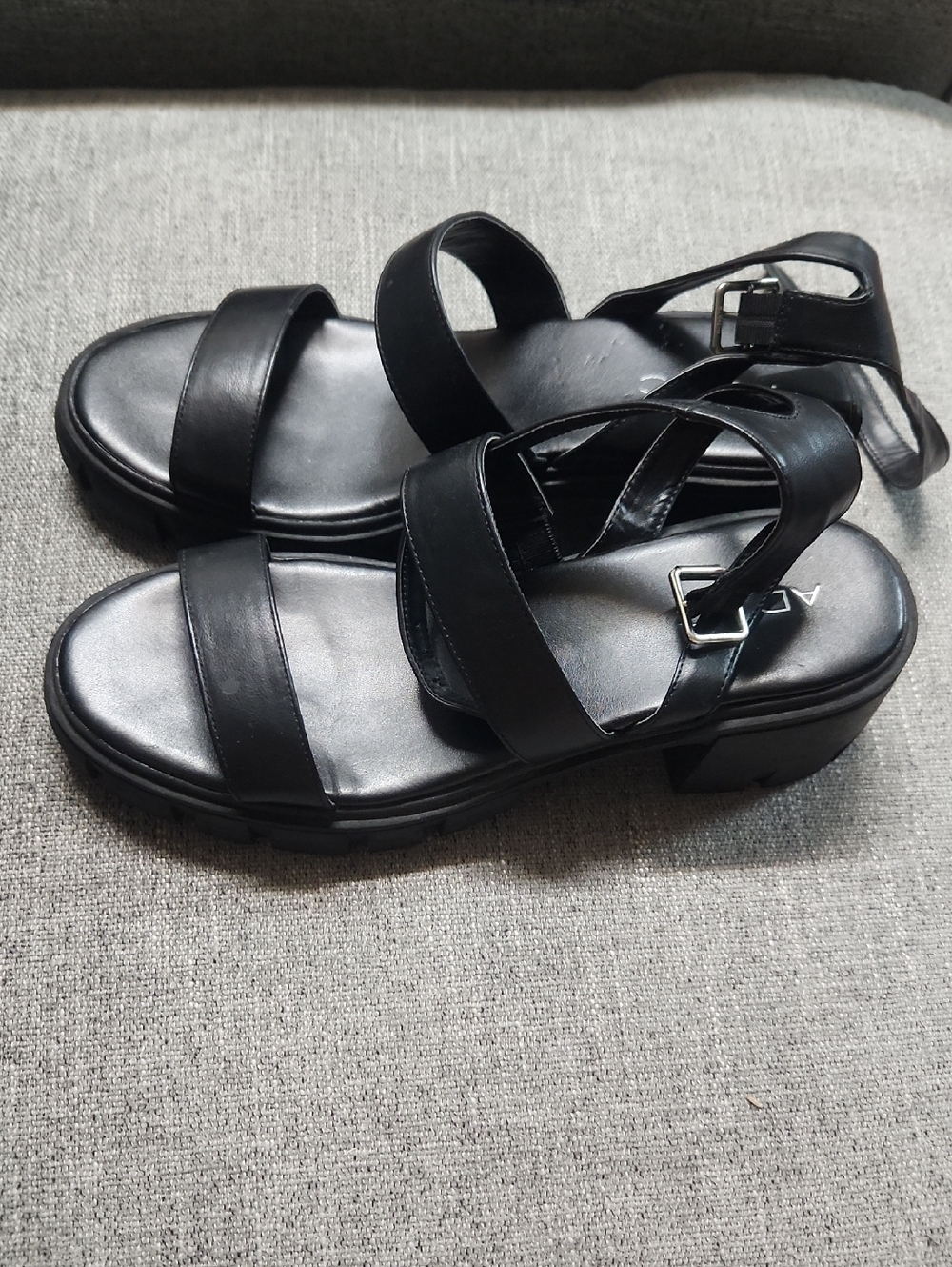 ADOC Women’s Black Chunky Block Heel Sandals Size 10